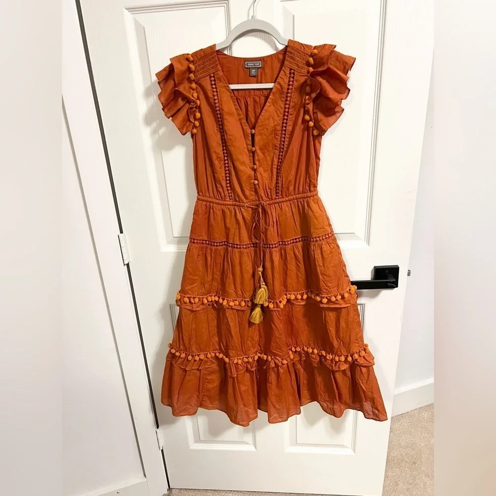 J.Crew Point Sur Pom-pom dress in cotton voile